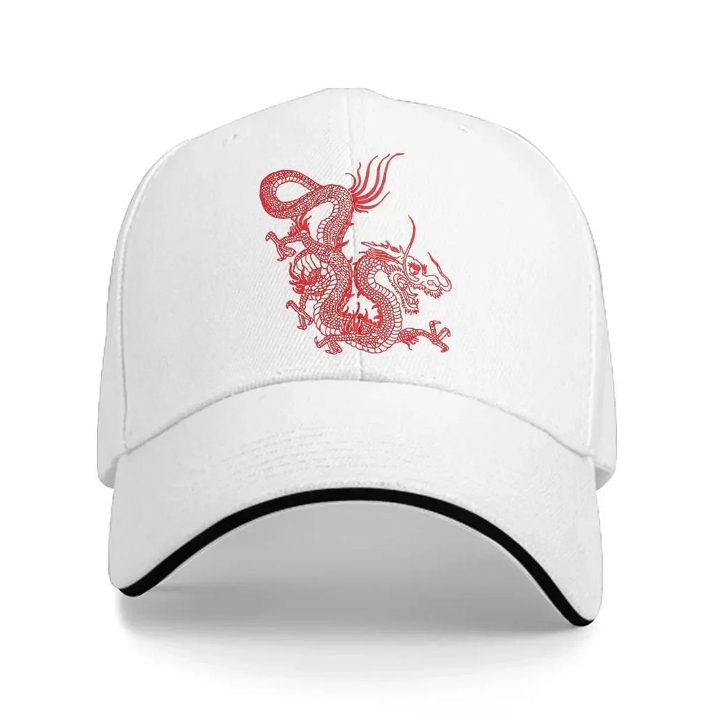 Summer Cap Sun Visor Red Chinese Dragon Hip Hop Dragon Design Peaked Hats