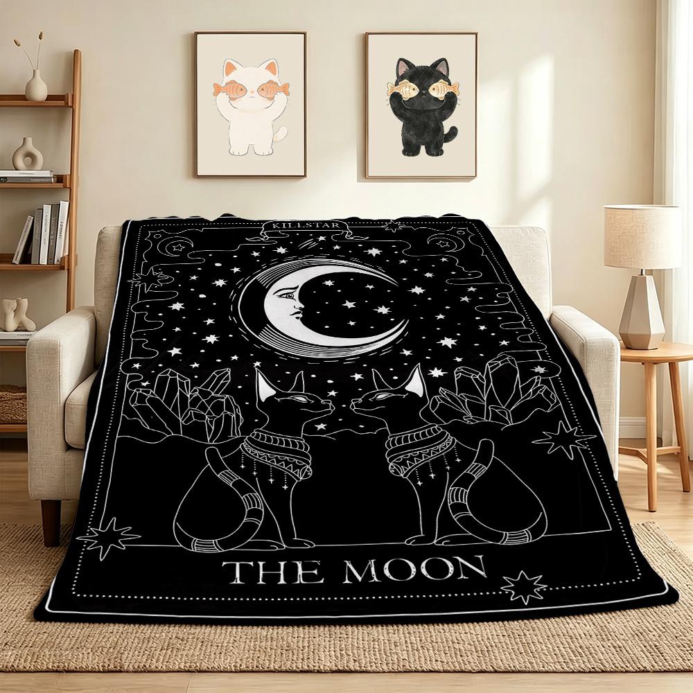 Moon Cats Flannel Blanket Throw Blanket Soft Warm Sofa Bed Camping Car home Decor Unique Christmas Gift C930108
