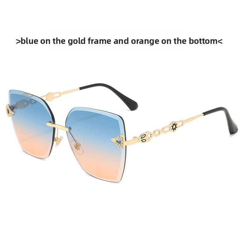 

New Fox Head Frameless Sunglasses For Women Uv400 Sun Protection Fashion Travel And Parties Style7