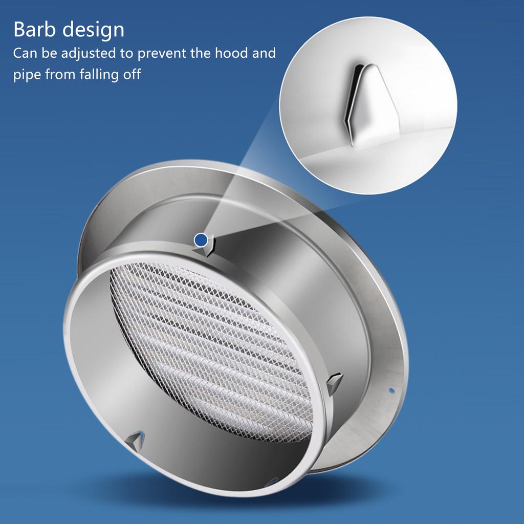 Stabiler runder Unterputz-Lüftungsgitter aus Edelstahl mit Lamellen, tragbares Zubehör für Garagen- und Wohnungsbelüftung