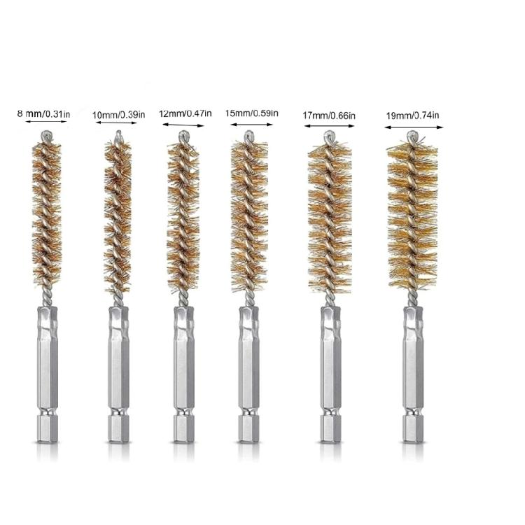 6Pcs Wire Brush 8/10/12/15/17/19mm Polishing Brush Set Tube Brush Set for Metal Part