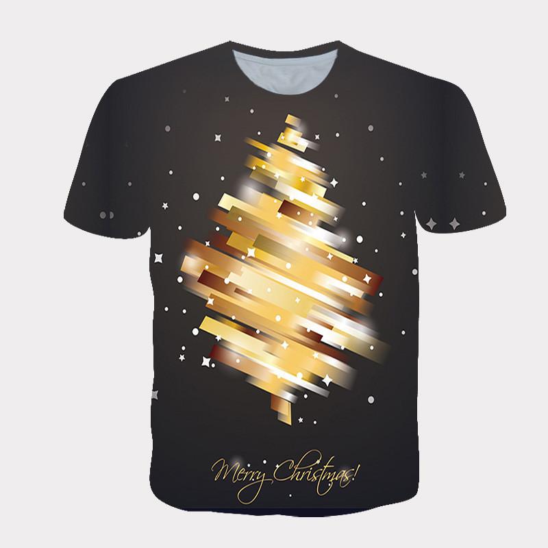 Happy New Year Men's and Women's T-shirts Christmas Carnival Trend 3D Printed T-shirt Crewneck Casual Short-sleeved Top