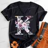 Womens Clothing AZ 26 Alphabet Flower Vintage Design Tshirts Retro Birthday Gift for Women Floral Letters A B C D Classic Top
