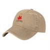 Berretto da baseball in cotone lavato con ricamo di foglia d'acero canadese, cappello classico nero regolabile con design a logo rosso per abbigliamento casual