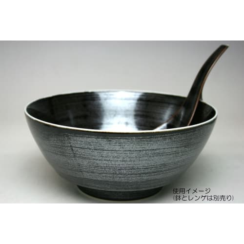 Arita Ware Toetsugama "Ultimate Renge" Ramen Spoon, Tenmoku Nagisa, Approx. 16cm Diameter, Lotus Flower Design, Ceramic, Dishwasher Safe, Made in Japa