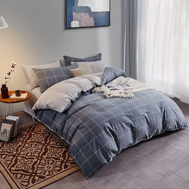 Boyang  Grand Grid  Pure Cotton 4-Piece Dormitory Bedding Set