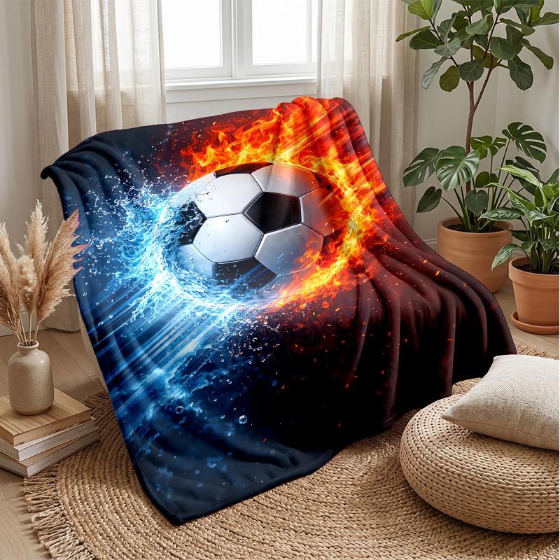 Fiery Football with Lightning Theme blanket Lightweight Warm Flannel Blanket Decorative Throw Blanket for Home Decoration
