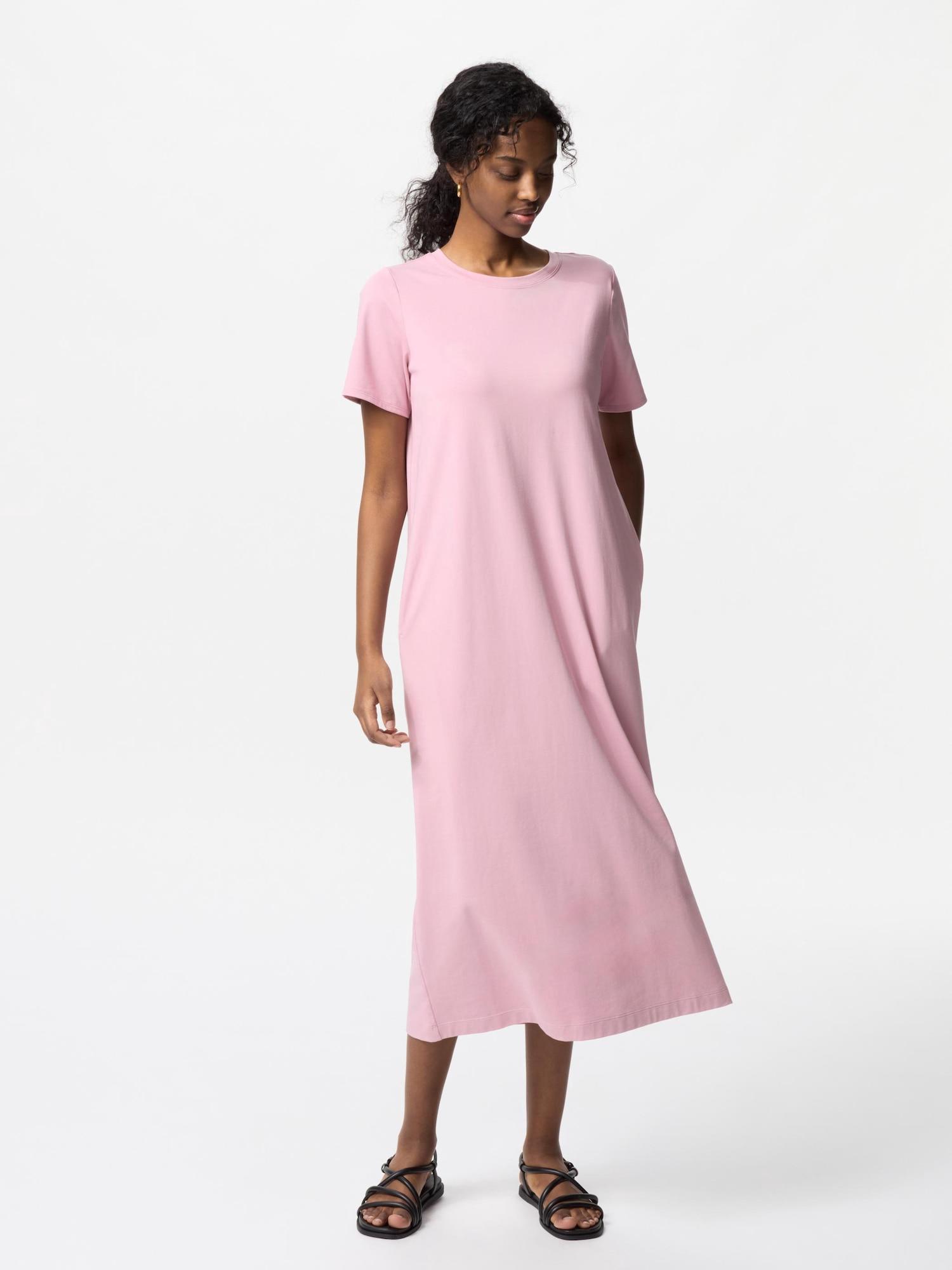 

Uniqlo Japan Air Rhythm Хлопковый бюстгальтер Платье с коротким рукавом 10 PINK/3XL