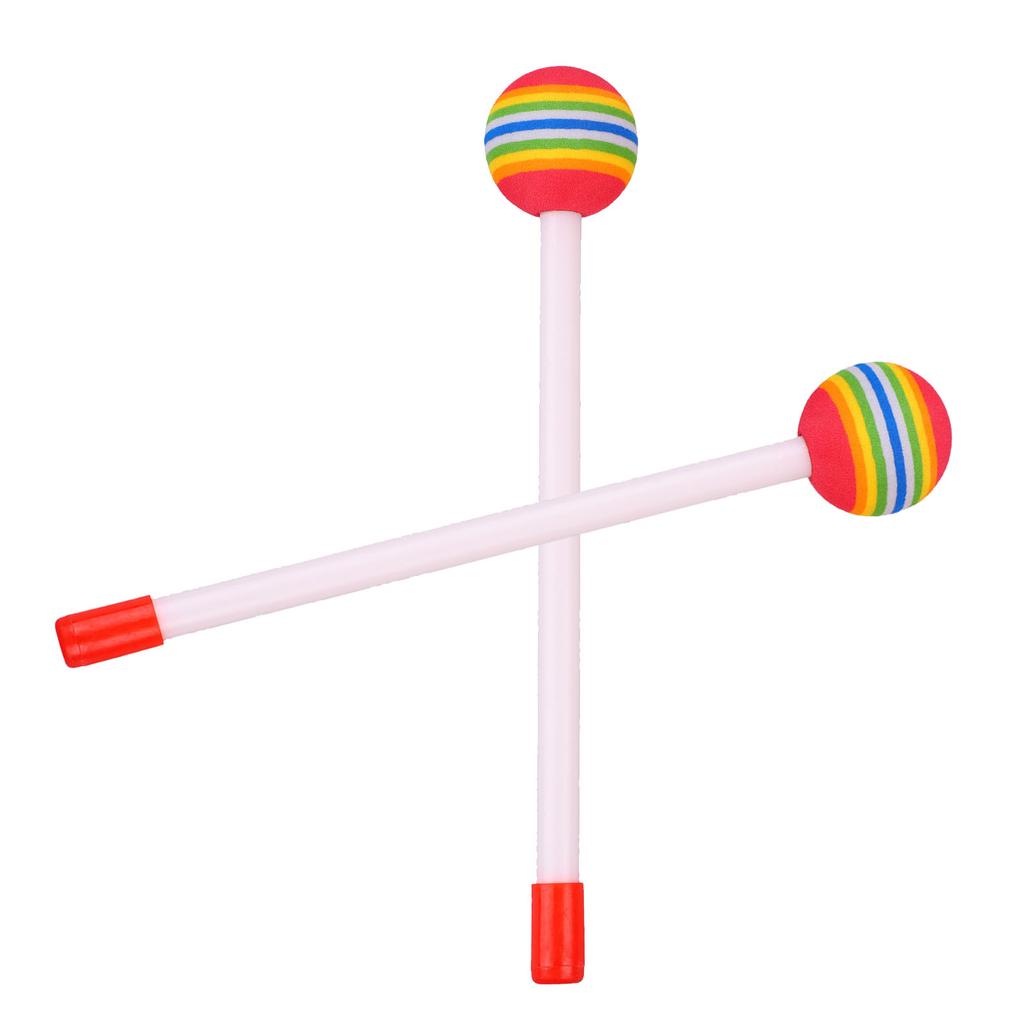 2Pcs Drum Sticks Round Felt Mallet EVA Orff Hand Percussion Beat Toy Rainbow Color