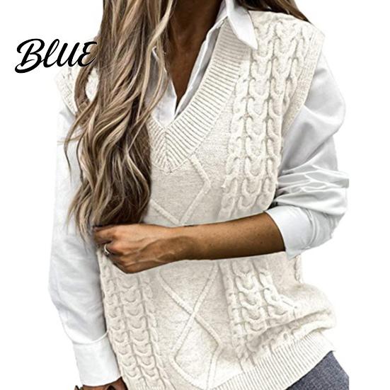 Knitted Waistcoat Pure Color Sleeveless Sweater Vest Warm Trendy Women Twist for Daily Wear Top