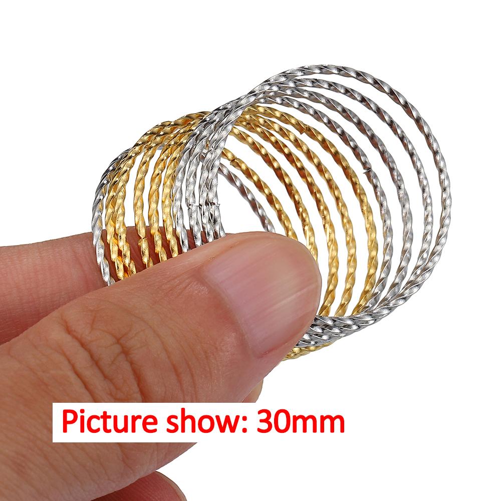 10 Stück 30/50 mm Edelstahl-Spiralringe im koreanischen Stil, vergoldet, gedreht und geschlossen, für Ohrringe, Schmuckherstellung, DIY