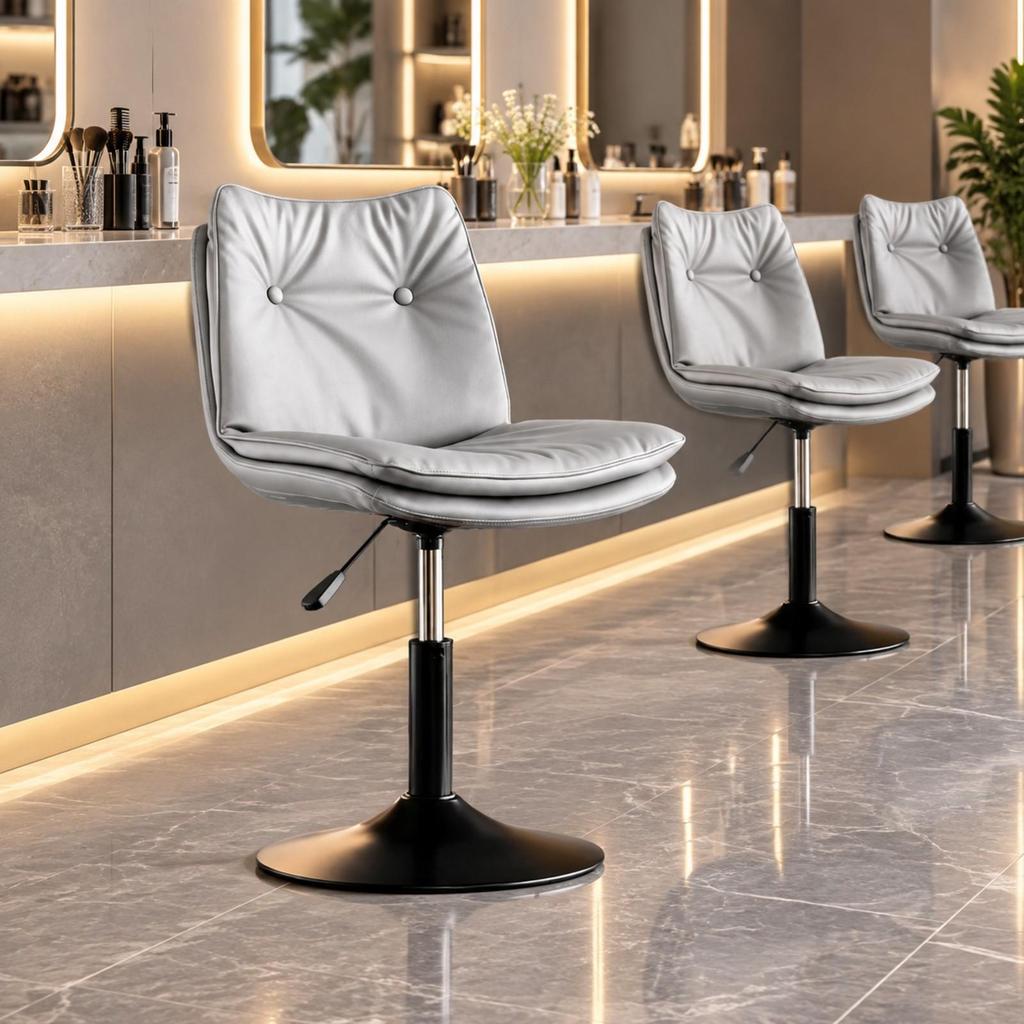 Adjustable Bar Seat Metal Sponge Padded Bucket Stool with Backrest for Kitchen
