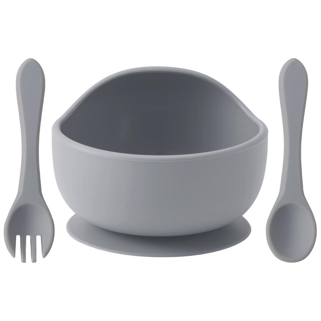 Color Kids 3-delat Silikon Baby Matset Sugskål BPA-fri Småbarn Självmatning Träningssked Gaffel Porslin Gåvor