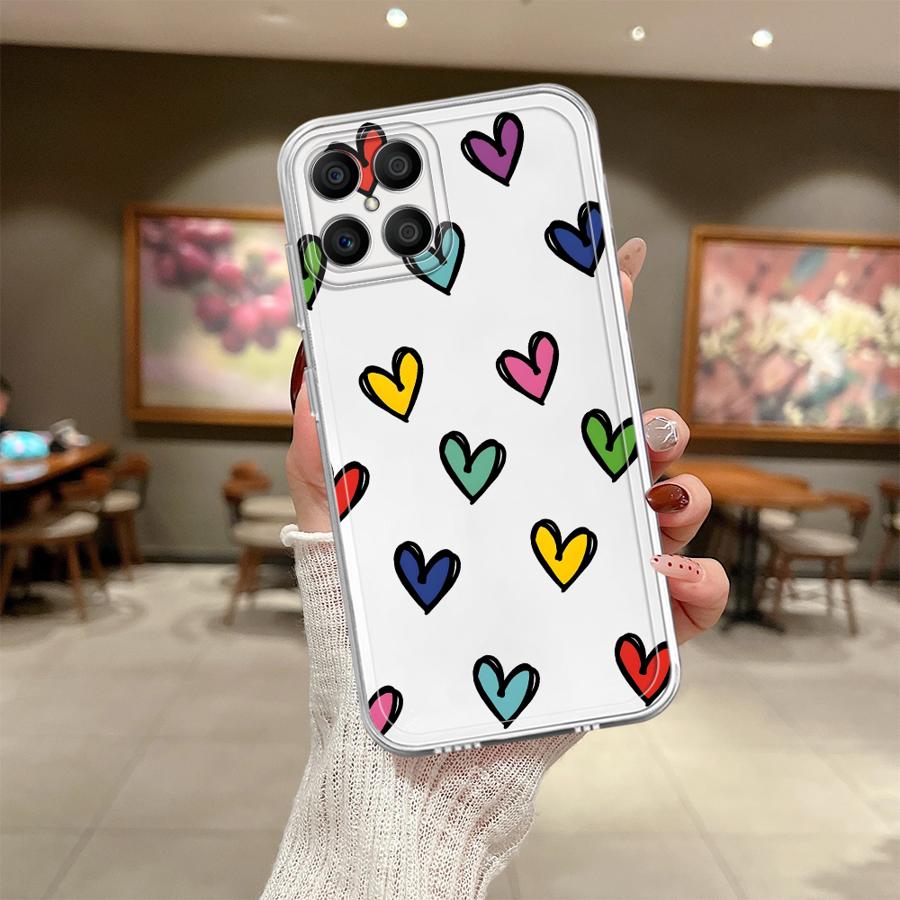 Colorful Cartoon Love Heart Case for Honor 90 Lite X9a X9b X8b X8 X7b X8a Soft Phone Cover