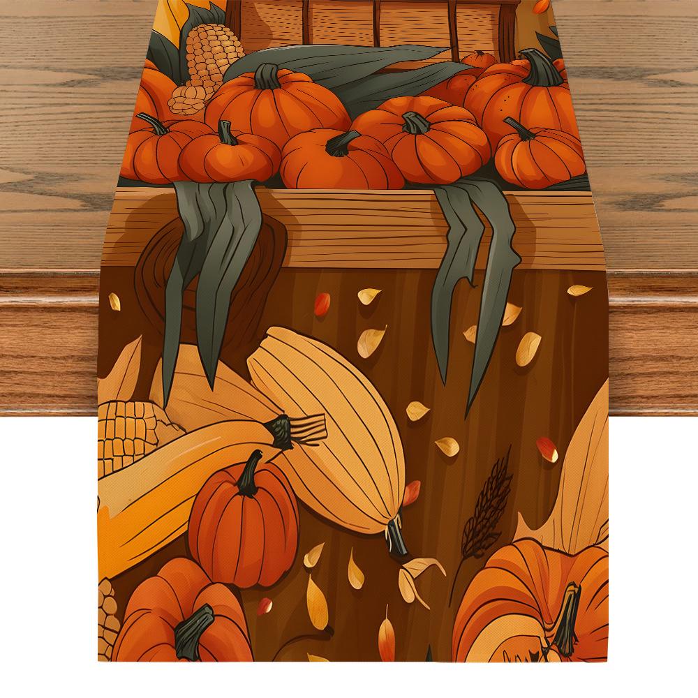 Mantel Decorativo de Calabaza y Hoja de Arce para Acción de Gracias de Otoño para el Hogar y el Comedor