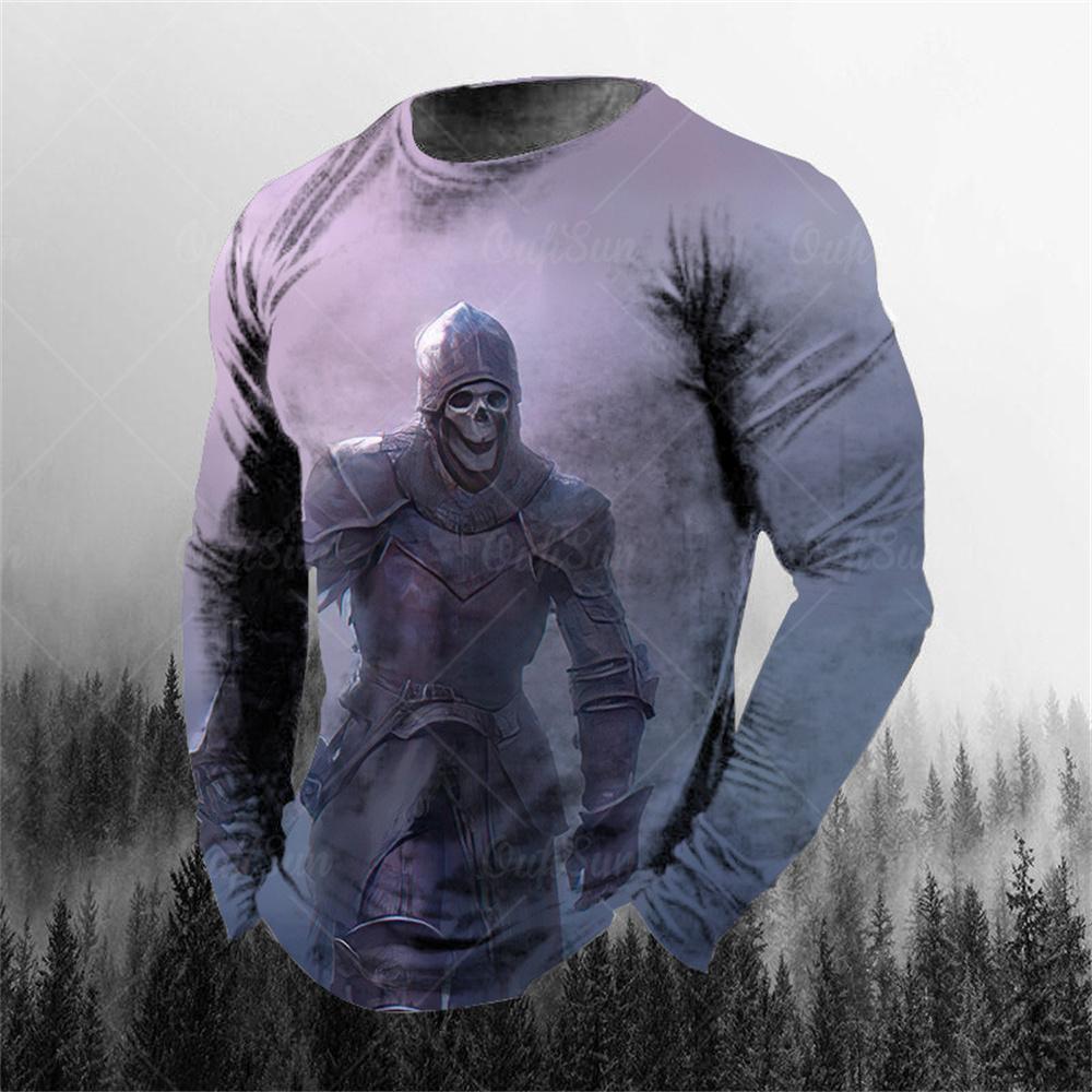 Vintage Genie Ghost 3D Print Sommar T-shirt med rund hals för män Casual långärmad T-shirt Oversize tröja Mode Herrkläder