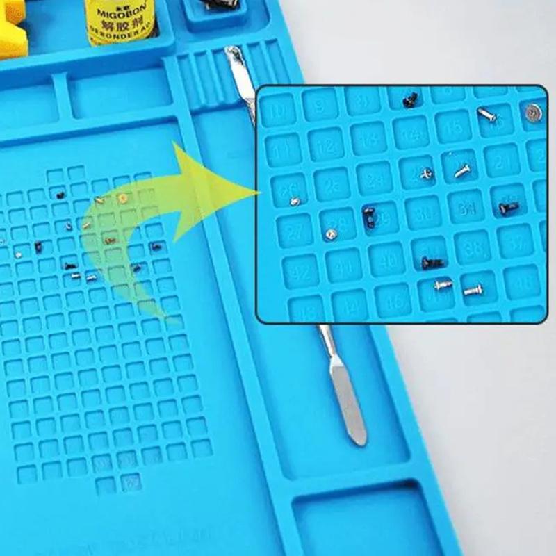 Magnetic Silicone Soldering Mat Heat Insulation Anti-Scratch Work Pad for DIY Phone Circuit Board Repair Use