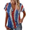 Women's New Button V Neck Fashion Print Short Sleeve Vintage Print T-Shirt Tops Casual Tops Loose T-Shirt Pullover Casual Loose Print Tops