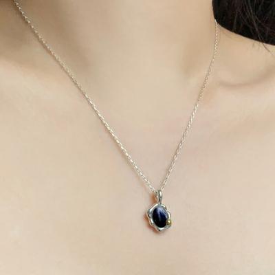 Warmrecord Silver925 Flaw Black Sunstone Sodalite_N047