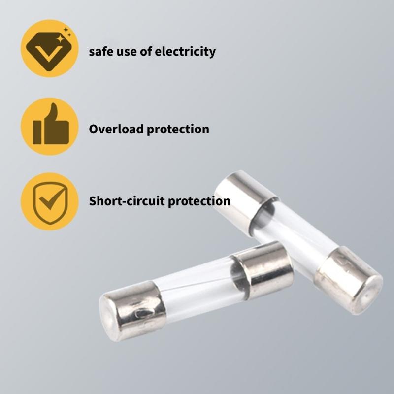 10Pcs 5x20mm Slow Blow Glass Tube Fuse 250V 12A/25A/30A Microwave Oven Fuse Fast Acting Protections Easy to Use