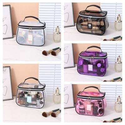 New PVC Wash Bag Transparent Waterproof Cosmetic Bag Large Capacity Handheld Toiletry Storage Organizer Women