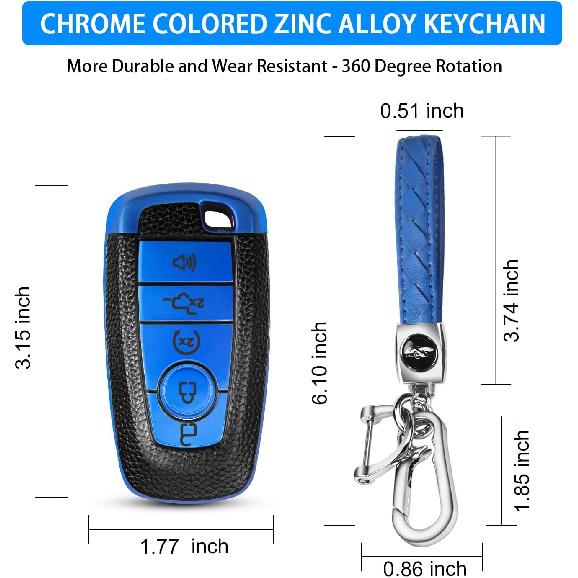 QBUC for Ford Key Fob Cover,Key Cover with Keychain for ford,Key Case Full Protection Key Case Shell Shell for Mustang Raptor Remote car Key Fusion