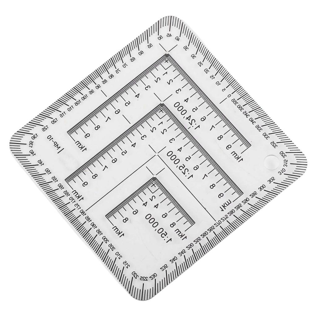 1 pz. Righello Geografico Multi-Coordinate con Scala Mappa e Goniometro per Ingegneria Civile Rilevamento