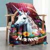 Unicorn Customize Text Blanket Lightweight Personalized Blanket Comfortable Throw For Seaside Picnics Office Chair Home Decor Four Seasons Universal