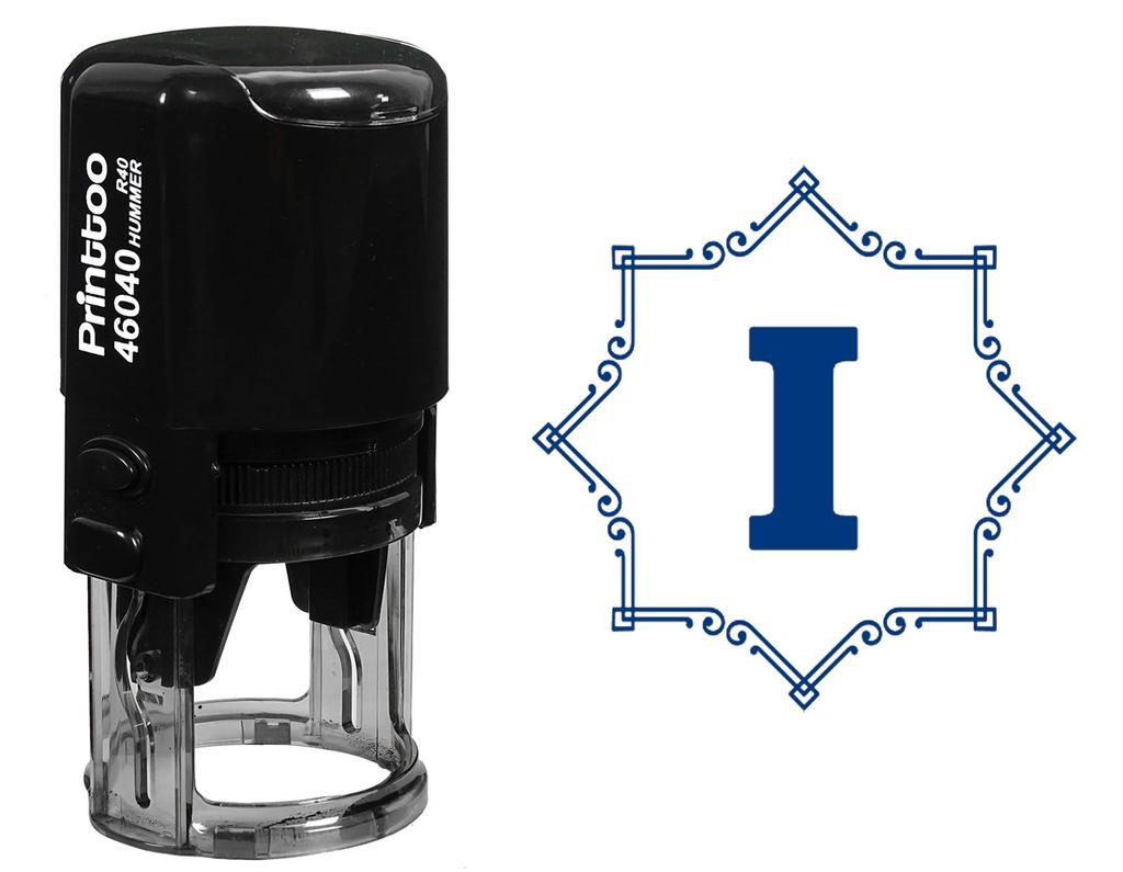 Printtoo Office Stationary R-40 Octagon Celtic Swirl Frame I Alphabet Monogram Initial Self Inking Rubber