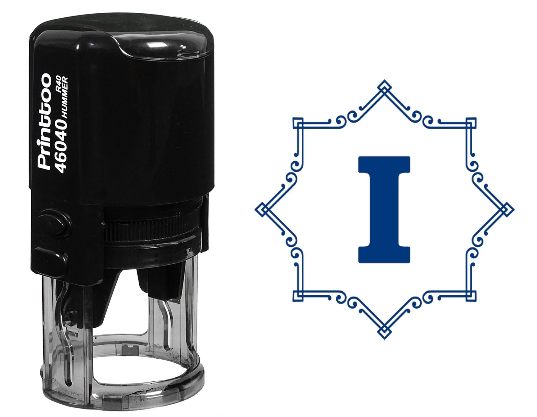 

Printtoo Офісне приладдя R-40 Восьмикутник Кельтський Вихор Рамка I Алфавіт Монограма Ініціал Автоматичне Фарбування Гума 30 mm Diameter (Approx) синій