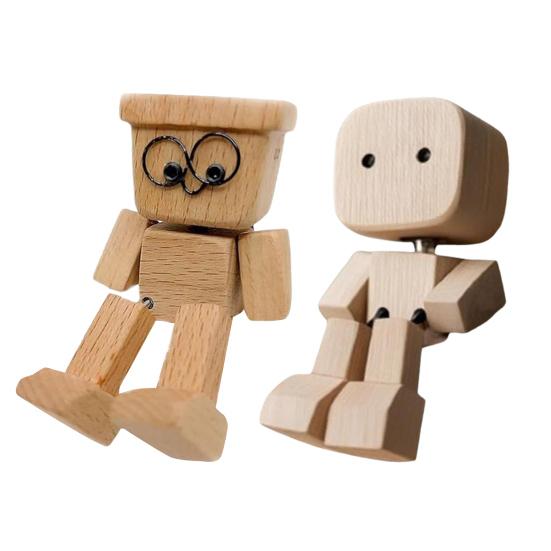 1/2/3Pcs Shaking Wooden Man Figurine Handmade Shaking Feet Wooden Doll Car Dashboard Desktop Decoration Ornament