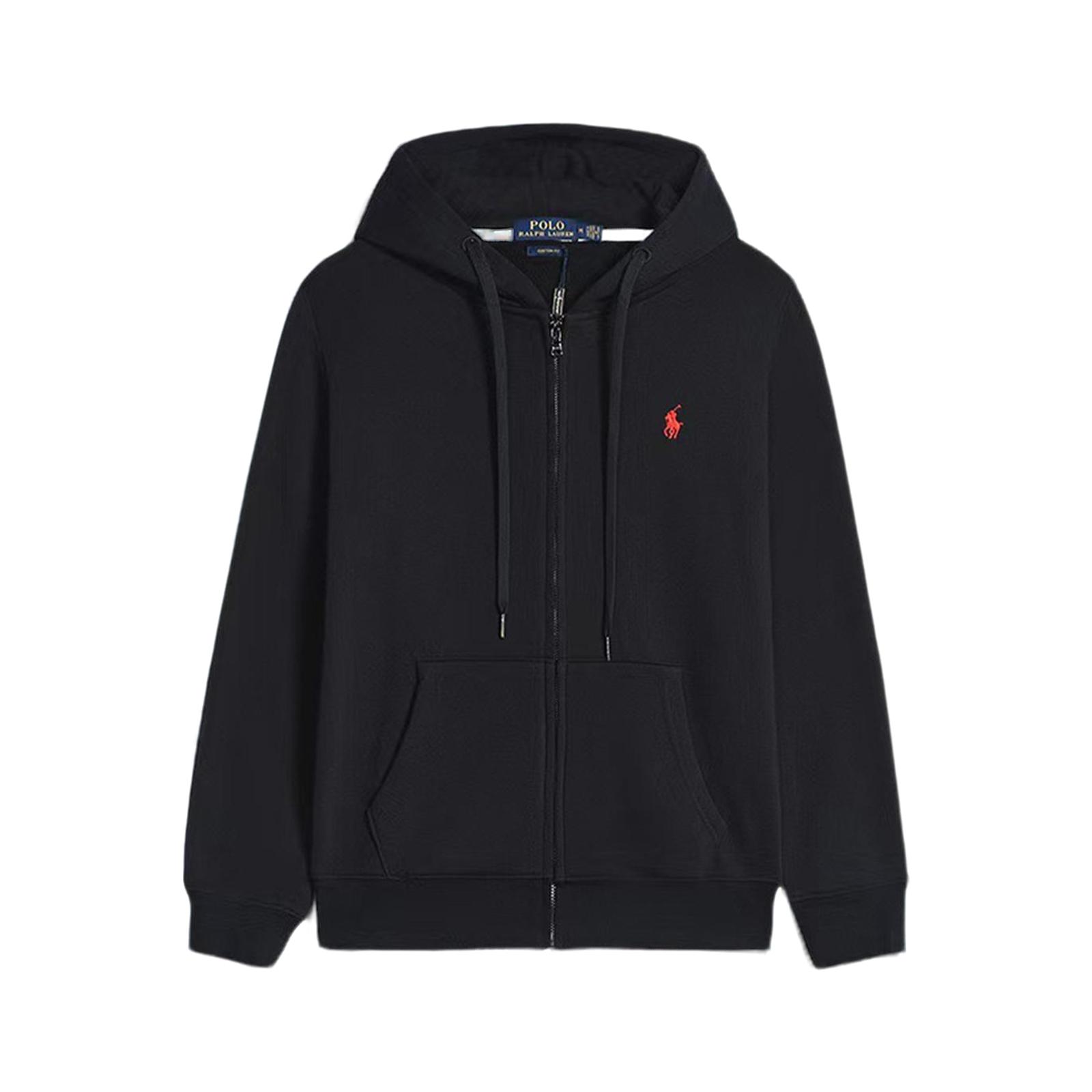 Felpa da uomo con cappuccio e zip intera con tasche S nero