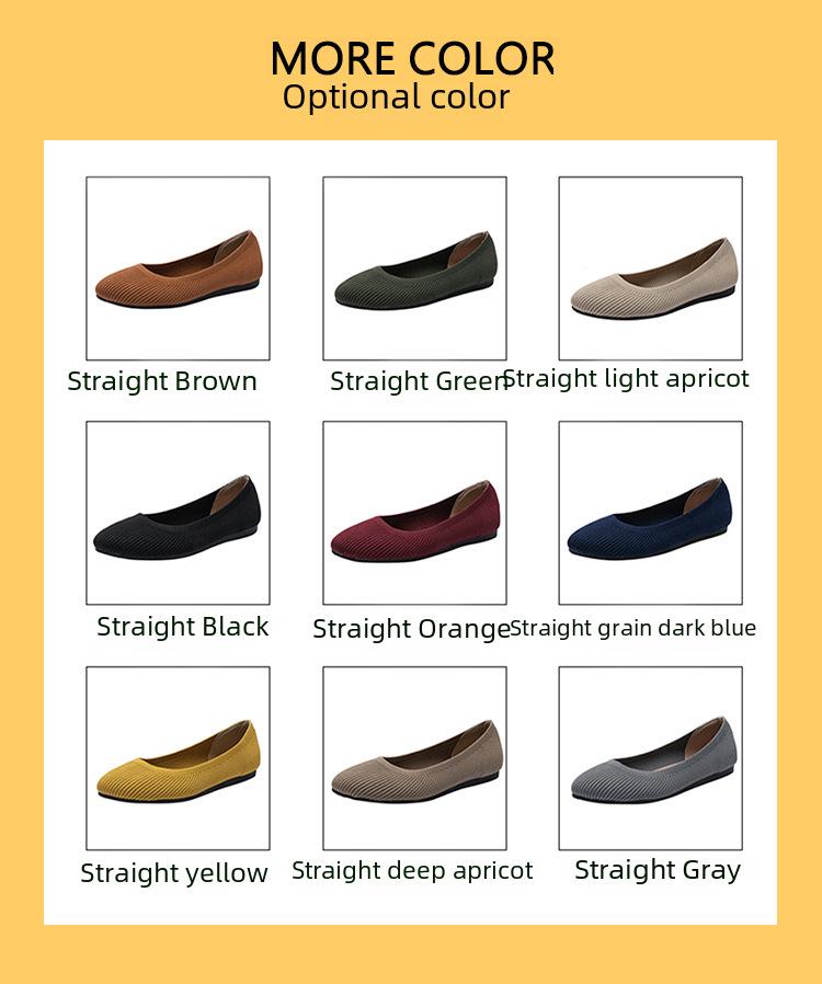 Y2 Women's Plus Size Knit Soft Sole Flat Shoes (Sizes 41-44) - Solid Color, Round Toe, Low-Cut, Old Beijing Style.