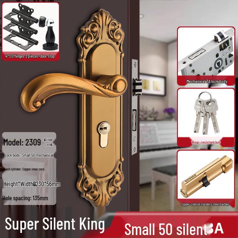 Univerzální magnetický černý vnitřní zámek kliky dveří pro dřevěné dveře ložnice