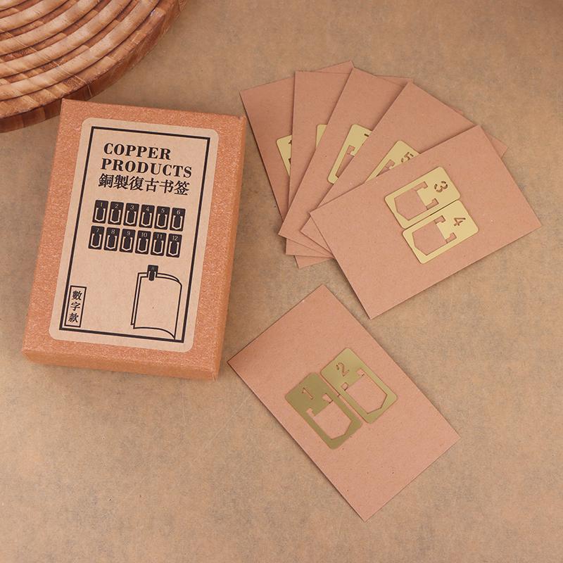 12Pcs Copper Bookmark Retro Brass Metal Bookmarks For Traveler'S Notebook Monthly Planner Accessories Vintage Stationery