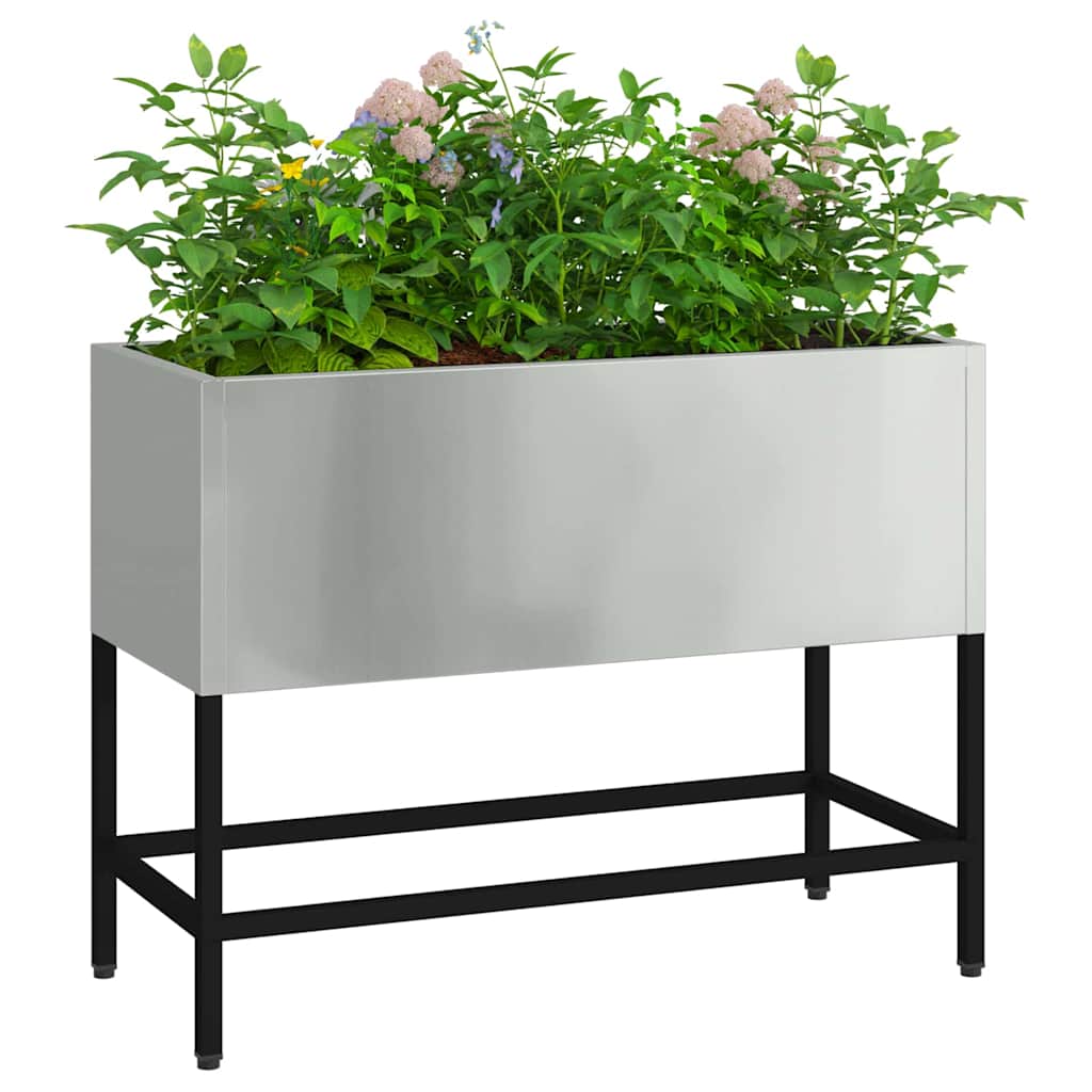 Raised Garden Bed Planter Silver 60 x 26 x 45 cm Galvanized Steel