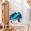 3D Christmas Mouse Sticker Hole Wall Sticker, Waterproof PVC Decal, Creative Festive Scene Easy Apply for Holiday Living Room And Bedroom Decor Art