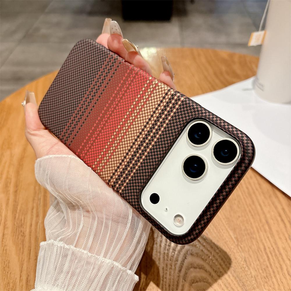 Carbon Fiber Kevlar Pattern for Magsafe Magnetic Phone Case for IPhone 17 Air 16 15 14 Plus 13 12 11 Pro Max Shockproof Cover