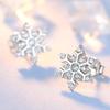 925 Sterling Silver Snowflake Stud Earrings, Simple Christmas Gift in European and American Style