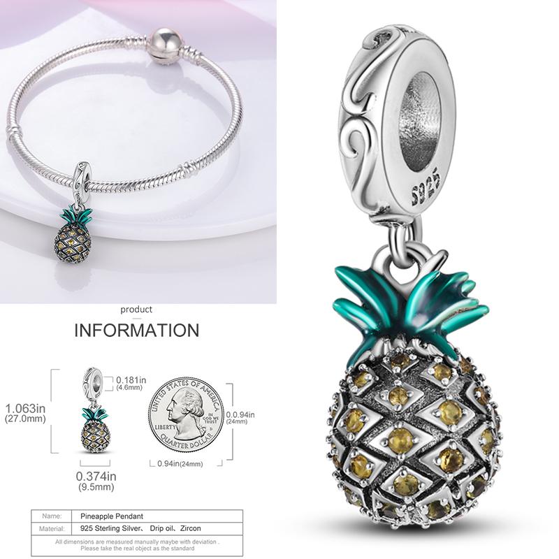 Neuer 925er Silber Kaktus Kleeblatt Anhänger Frühlingsgrüne Serie Perlenanhänger Für Original Perlenarmband DIY Schmuck