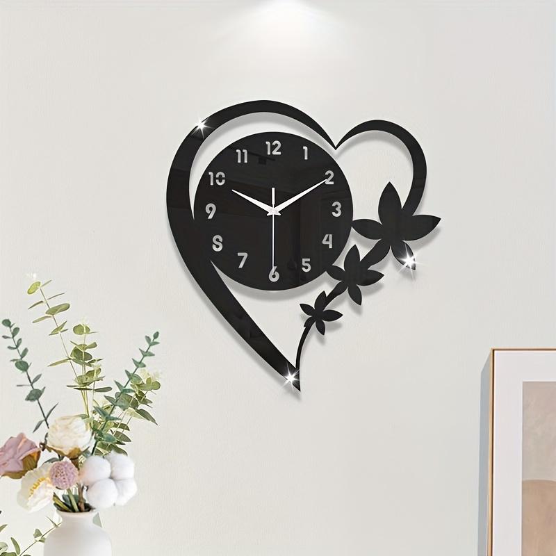 

1PC Silent Heart Acrylic Wall Clock - Perfect Valentine s Day Gift for Living Room, Bedroom, Kitchen and Office Decor чорний