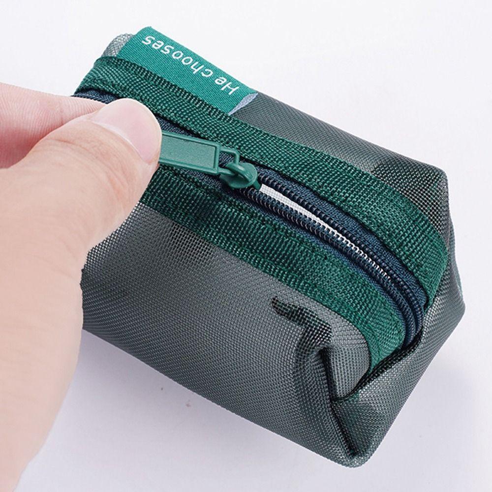Large Capacity Transparent Cosmetic Bag Zipper Toiletry Storage Bag Fashion Mesh Makeup Bag Lady