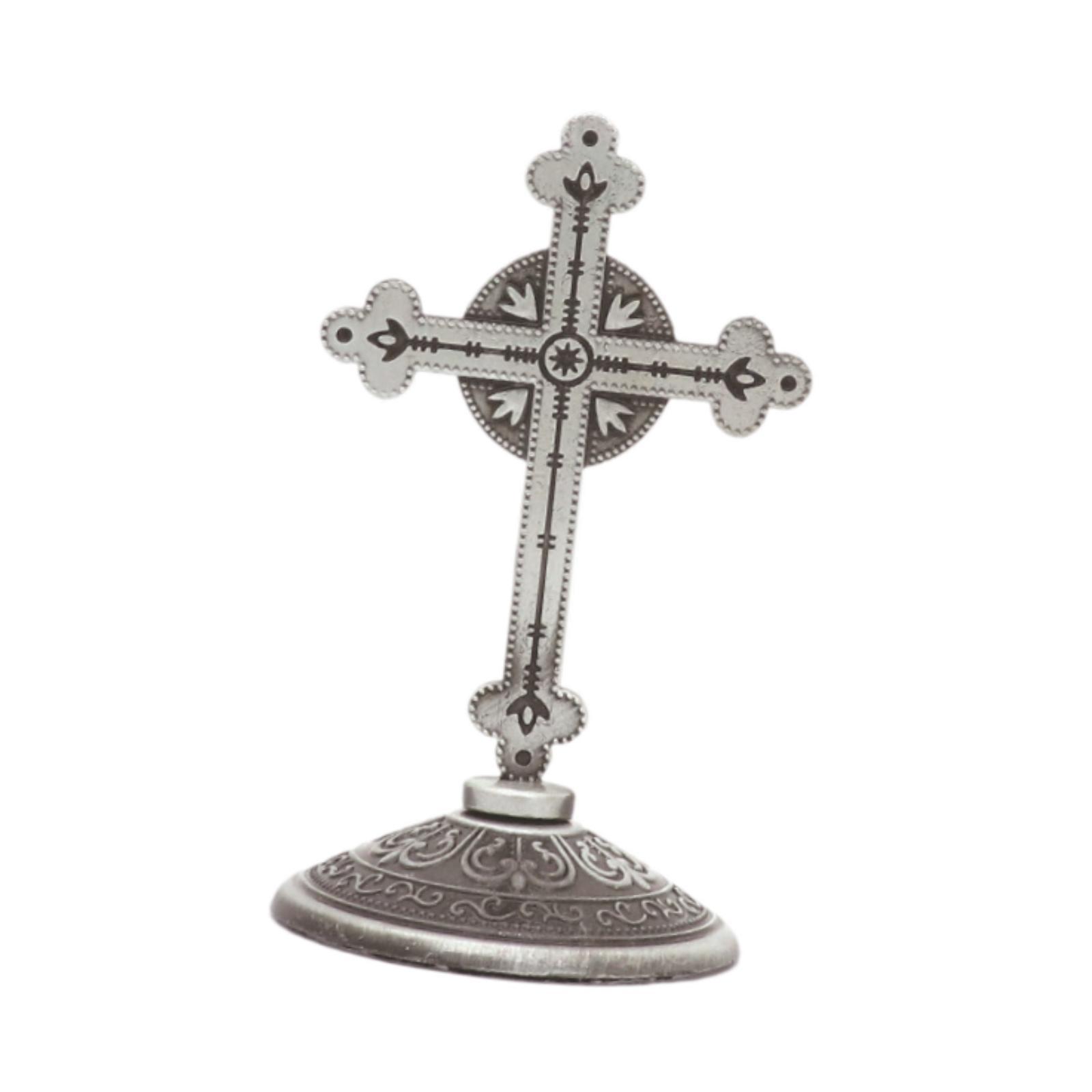 

Standing Cross Figurine Desktop Ornament for Entrance Mantels Countertop серебряный