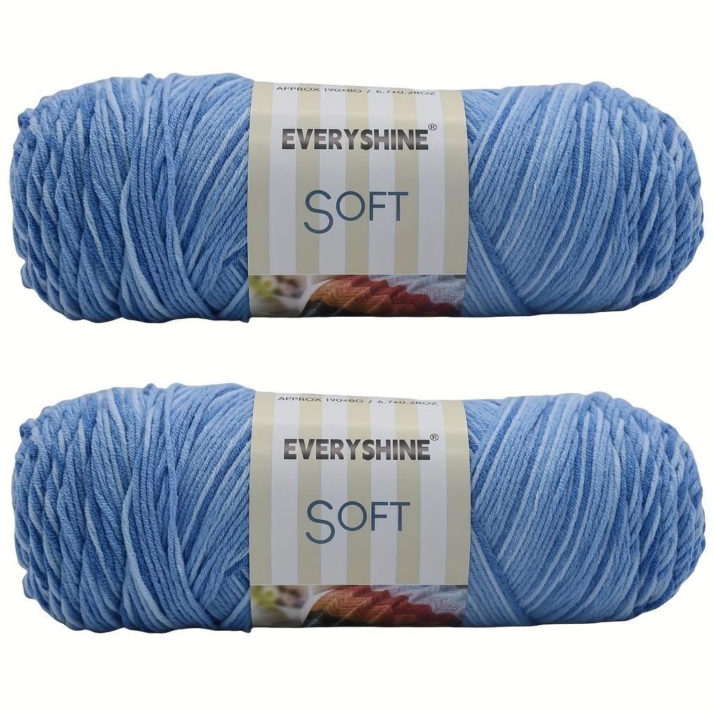 Soft Acrylic Yarn 2-Pack 190 g/pc 5Ply Medium Weight  Multicolor Yarn for Knitting, Crochet & Crafts - Ideal for Sweaters