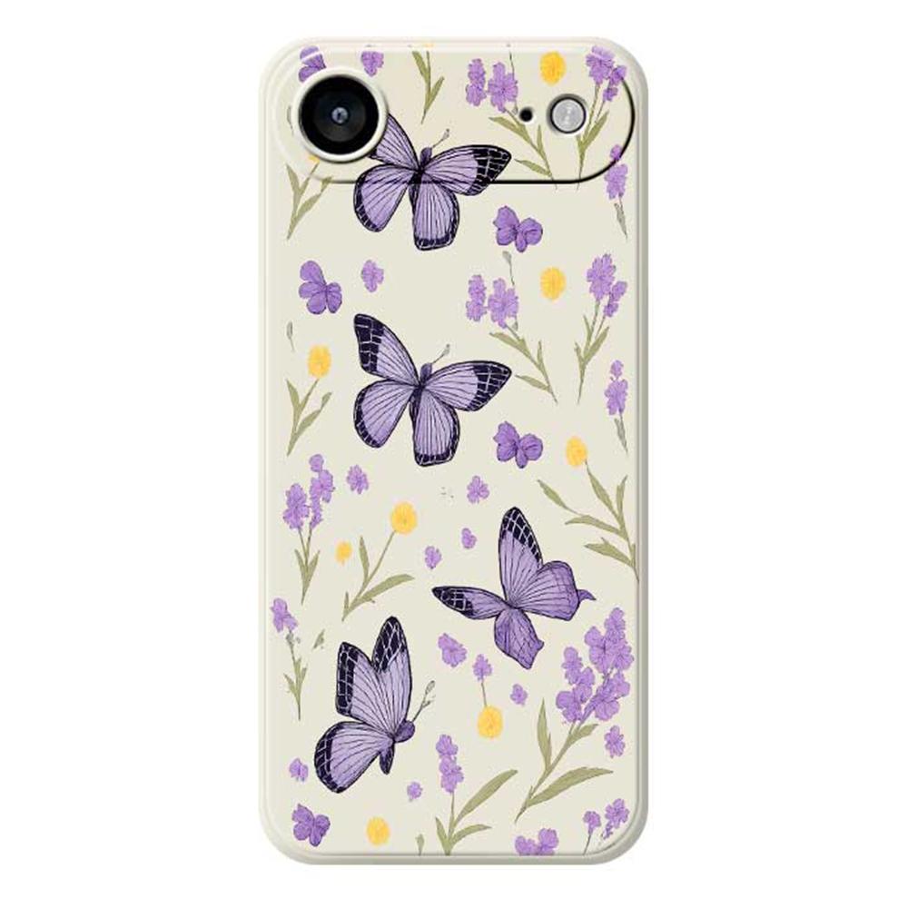 For iPhone 17 Air Case Purple Butterflies Pattern Printing Straight Edge TPU Phone Back Cover