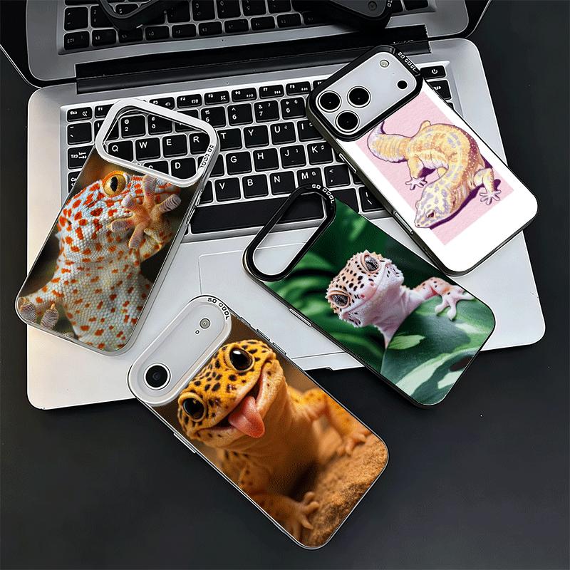 Lizards Geckos Cute Pet Soft Phone Case for iPhone 15 16 17 Pro Max 17Air 16E 14 Plus 13 12 Mini Shockproof Cover Back Shell