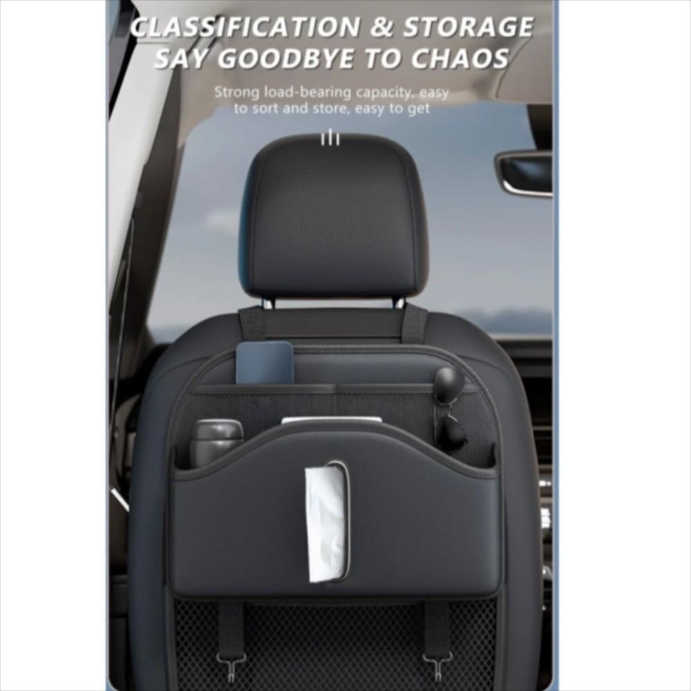 High-grade Seatback Storage Bag Leather Net Pocket Tissue Holder Car Back Seat Organizer  Vehicle