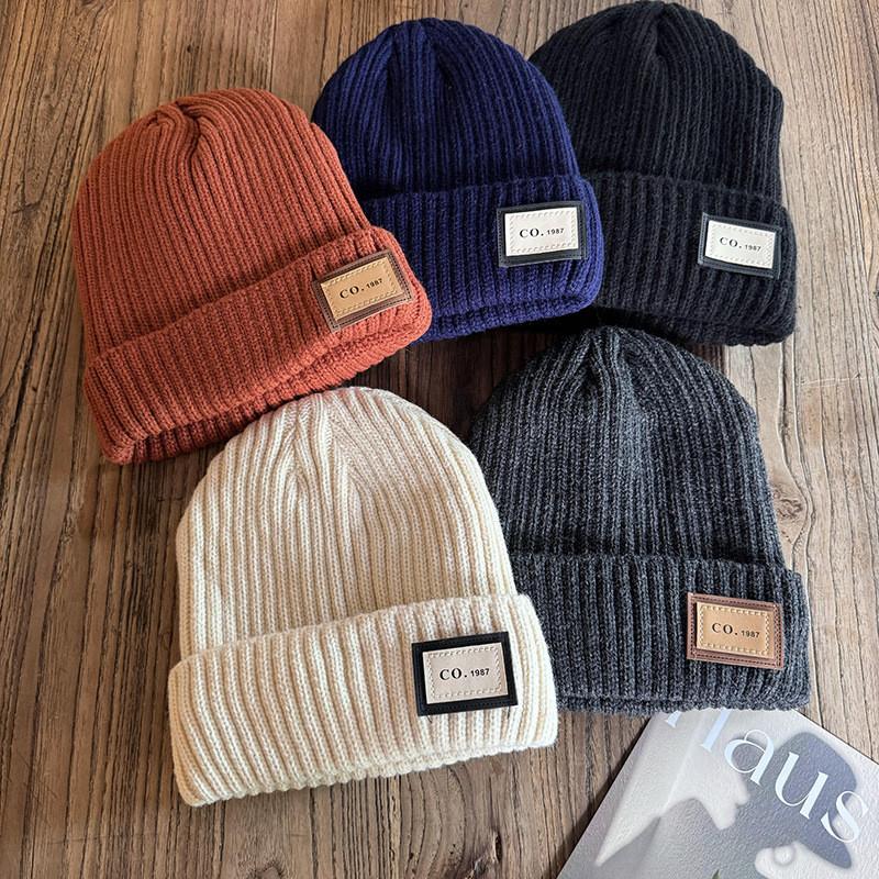 Winter Solid Color Knit Hat Men Women Fleece Lined Beanie Design Cold Weather