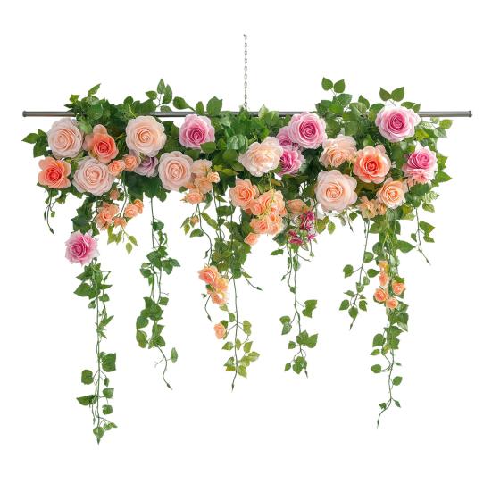 Spring Hanging Flowers Vine Window Clings Static Peony Floral Glass Sticker Removable Window Decals for Home Wedding Party Hotel Office зелёный