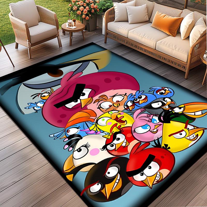 Angry Birds Print Rug, Washable Floor Carpet, For Entryway Dorm Laundry Room Office Study, Home Decor Birthday Christmas Gift